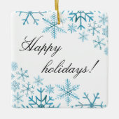 ハッピーホリデーズブルースノーフレーク セラミックオーナメント (正面)
