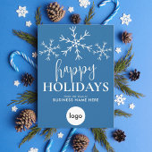 ハッピーホリデーズブルーモダンロゴビジネス シーズンカード