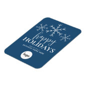 ハッピーホリデーズブルーモダンロゴビジネス マグネット (左側)