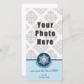 ハッピーホリデーズブルー紙スノーフレーク4x8 シーズンカード (正面/裏面)