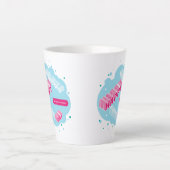 ハッピーホリデーズブルー&ピンク カフェラテマグ (正面)