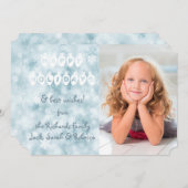 ハッピーホリデーズブルー《写真》ぼけ味写真テンプレートクリスマス シーズンカード (正面/裏面)