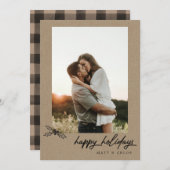 ハッピーホリデーズプレイドクリスマスフォトカード シーズンカード (正面/裏面)