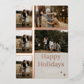 ハッピーホリデーズプレイド5家族フォトプレイドコラージュ 箔シーズンカード (正面)