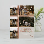 ハッピーホリデーズプレイド5家族フォトプレイドコラージュ 箔シーズンカード (立ち正面)