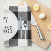 ハッピーホリデーズプレートオンバッファロープレイドキッチントーウェ キッチンタオル (四つ折り)