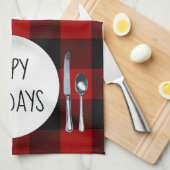 ハッピーホリデーズプレートオンバッファロープレイド キッチンタオル (四つ折り)