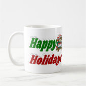 ハッピーホリデーズベアークリスマスハーフタイポグラフィ コーヒーマグカップ (左)