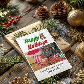 ハッピーホリデーズベアークリスマスフォトタイポグラフィ シーズンカード