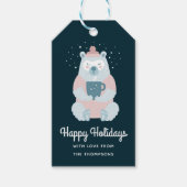 ハッピーホリデーズベアーホールディングマパーソナライズされたグ ギフトタグ (正面)