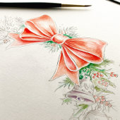 ハッピーホリデーズベルが水彩写真を弓 シーズンカード