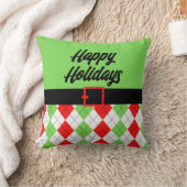 ハッピーホリデーズベルトとアーガイル装飾用クッション クッション (ブランケット)