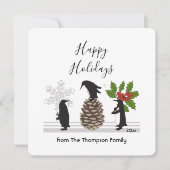 ハッピーホリデーズペおもしろいンギンお洒落クリスマス シーズンカード (正面)