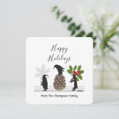 ハッピーホリデーズペおもしろいンギンお洒落クリスマス シーズンカード (スタンド正面)