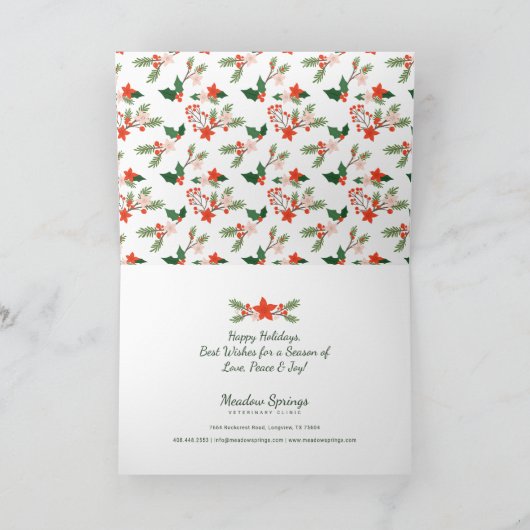 ハッピーホリデーズペットファミリードッグがサンタハッツを産む シーズンカード (内部)