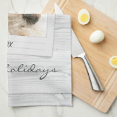 ハッピーホリデーズペットフォトフレームパーソナライズされた キッチンタオル (四つ折り)