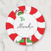 ハッピーホリデーズペパーミントキャンディスワールおもしろい小妖精や小人 フェイバータグ (裏面)