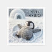 ハッピーホリデーズペンギンチックメイクアスノーエンジェル スタンダードカクテルナプキン (正面)