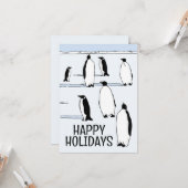 ハッピーホリデーズペンギン冬のクリスマスクール カード (正面/裏面インサイチュ)