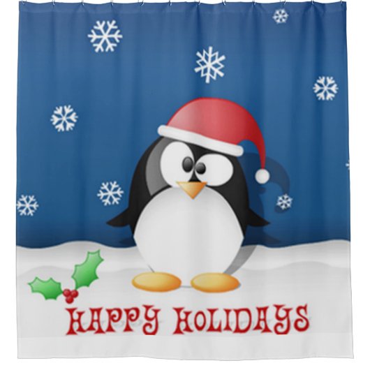 ハッピーホリデーズペンギン シャワーカーテン (正面)