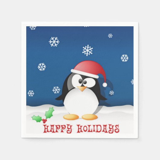 ハッピーホリデーズペンギン スタンダードカクテルナプキン (正面)