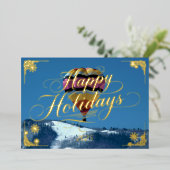 ハッピーホリデーズホットエアバルーンに詩を入れる 箔シーズンカード (立ち正面)