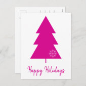 ハッピーホリデーズホットピンククリスマスツリー シーズンポストカード (正面/裏面)