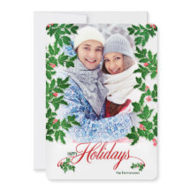 ハッピーホリデーズホリーとベリー垂直方向の写真