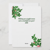 ハッピーホリデーズホリーとベリー垂直方向の写真 シーズンカード (裏面)