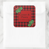 ハッピーホリデーズホリースプリグクリスマスグリーン スクエアシール (バッグ)