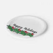 ハッピーホリデーズホリースプリグクリスマスグリーン ペーパープレート (アングル)