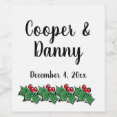 ハッピーホリデーズホリースプリグクリスマスグリーン ワインラベル (シングルラベル)