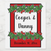 ハッピーホリデーズホリースプリグスクリスマスグリーン ワインラベル (シングルラベル)