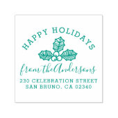 ハッピーホリデーズホリーファミリーネーム&差出人住所 セルフインキングスタンプ (デザイン)