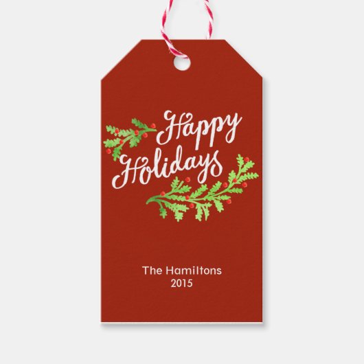 ハッピーホリデーズホリーベリークリスマスギフトタグ ギフトタグ (正面)
