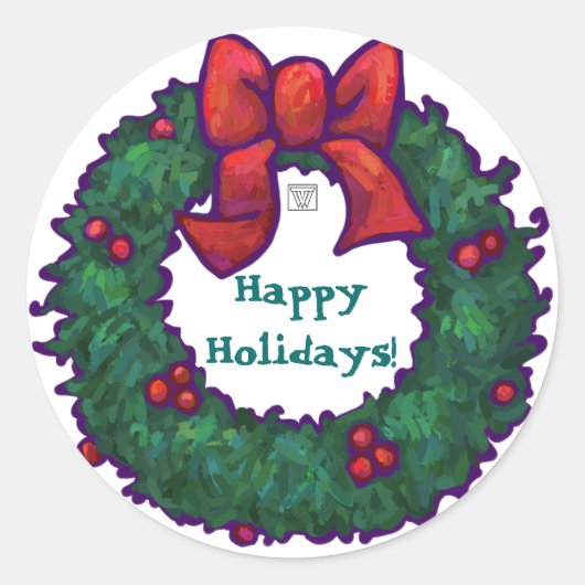 ハッピーホリデーズホリーリース ラウンドシール (正面)