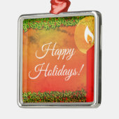 ハッピーホリデーズホリー&キャンドルクリスマスオーナメント メタルオーナメント (左)