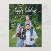 ハッピーホリデーズホワイトスクリプトユニークフォトクリスマス ポストカード (正面)