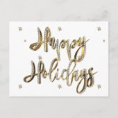 ハッピーホリデーズホワイトダイヤモンド金ゴールドスクリプトシック シーズンポストカード (正面)