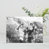 ハッピーホリデーズホワイト文字フォトクリスマスカード 招待状 (スタンド正面)