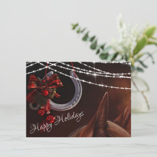 ハッピーホリデーズホースと馬蹄型クリスマス シーズンカード (スタンド正面)