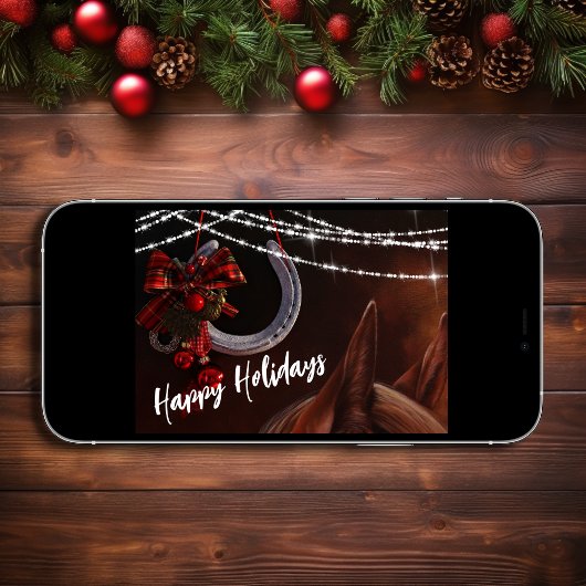 ハッピーホリデーズホースと馬蹄型クリスマス シーズンカード