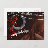 ハッピーホリデーズホースと馬蹄型クリスマス シーズンポストカード (正面/裏面)