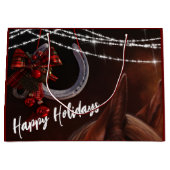 ハッピーホリデーズホースと馬蹄型クリスマス ラージペーパーバッグ (正面)