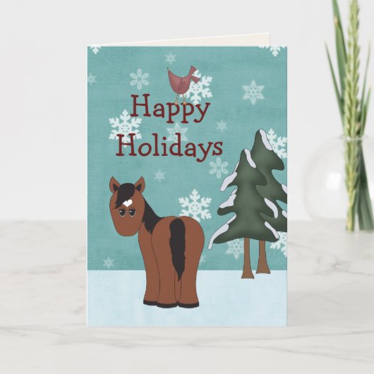 ハッピーホリデーズホースクリスマスグリーティングカード シーズンカード (正面)