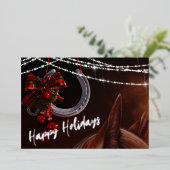 ハッピーホリデーズホース&ホースシュークリスマスフラット 箔シーズンカード (立ち正面)