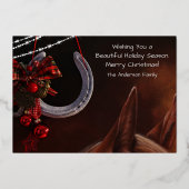 ハッピーホリデーズホース&ホースシュークリスマスフラット 箔シーズンカード (裏面)