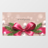 ハッピーホリデーズボウとクリスマスライト ウィンドウサイン (シート)