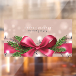 ハッピーホリデーズボウとクリスマスライト ウィンドウサイン