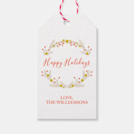 ハッピーホリデーズボタニカルクリスマスリース ギフトタグ
